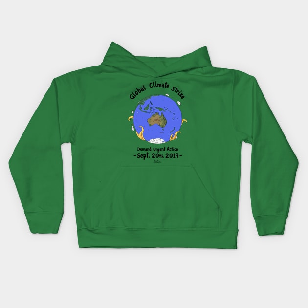 Global Climate Strike Kids Hoodie by wanungara